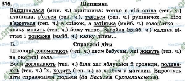 ГДЗ Українська мова 4 клас сторінка 316